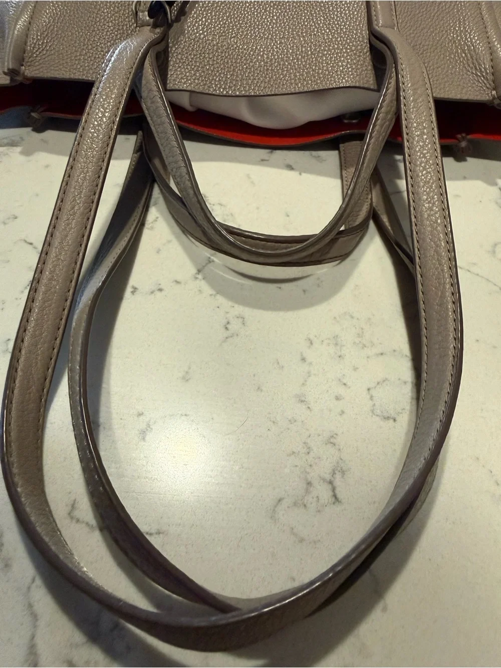 Marc Jacobs Stone Tote with Red Trim